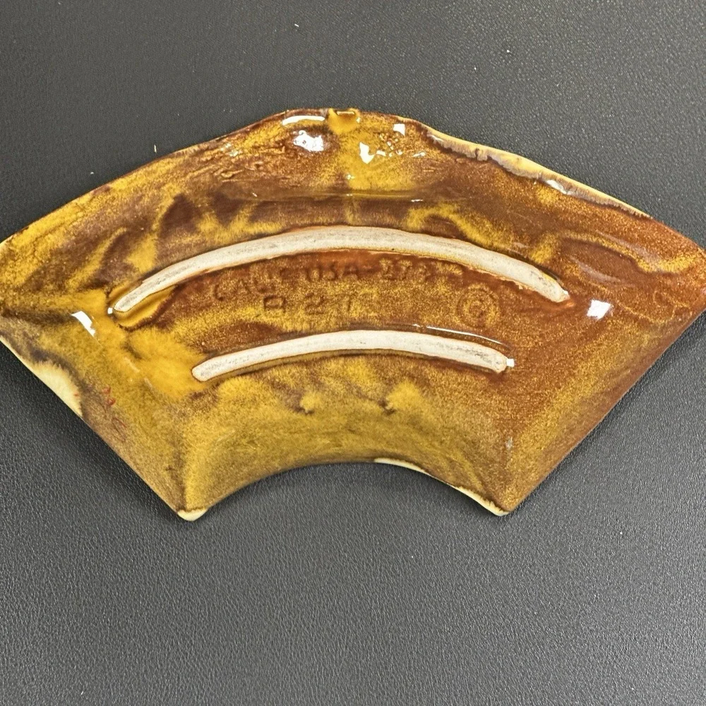 Vintage California Pottery MCM Orange‎ Drip Glaze Serving Set Lazy Susan Ceramic